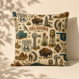 Oklahoma Route 66 Sofa Prairie Throw Pillow