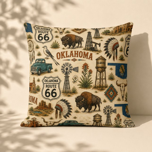 Oklahoma Route 66 Sofa Prairie Throw Pillow (Creator Uploaded)