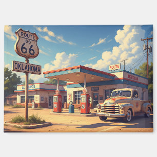 Oklahoma Route 66 Vintage Gas Station Magnet