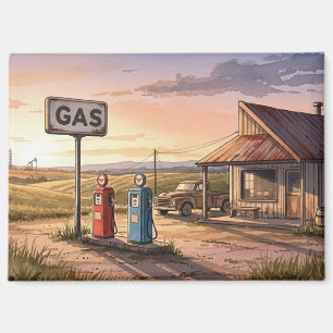 Oklahoma Route 66 Vintage Gas Station Magnet