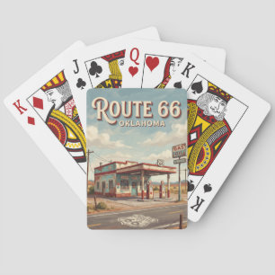Oklahoma Route 66 Vintage Gas Station Playing Cards