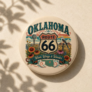 Oklahoma Route 66 Wildflower Road Trip Flair 3 Inch Round Button