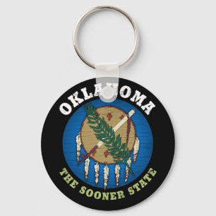 OKLAHOMA SOONER STATE FLAG KEYCHAIN