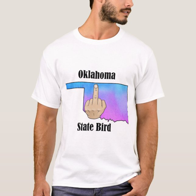 Oklahoma state bird t-shirt middle finger colour (Front)