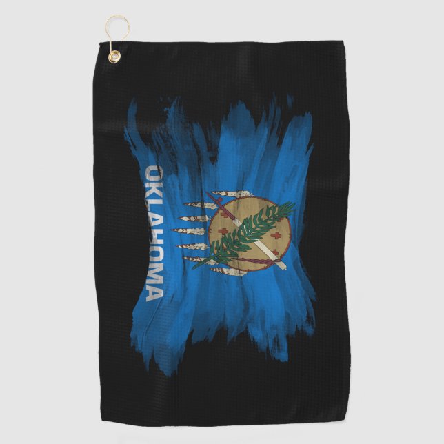 Oklahoma state flag brush stroke, Oklahoma flag Golf Towel (Front)