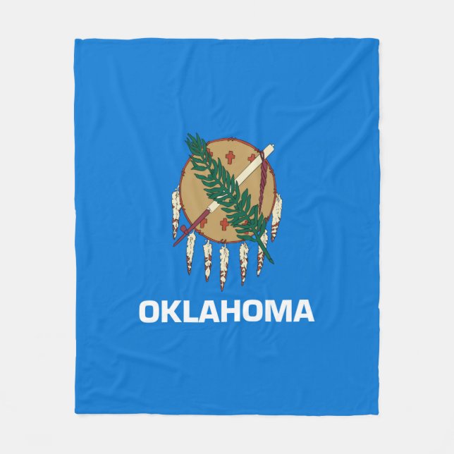 Oklahoma State Flag Design Fleece Blanket (Front)