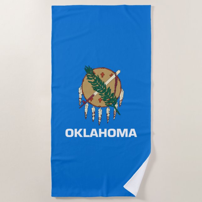 Oklahoma State Flag Design on a Beach Towel (Front)