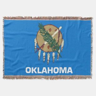 Oklahoma State Flag Print Patriotic Throw Blanket
