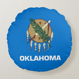 Oklahoma State Flag Round Pillow