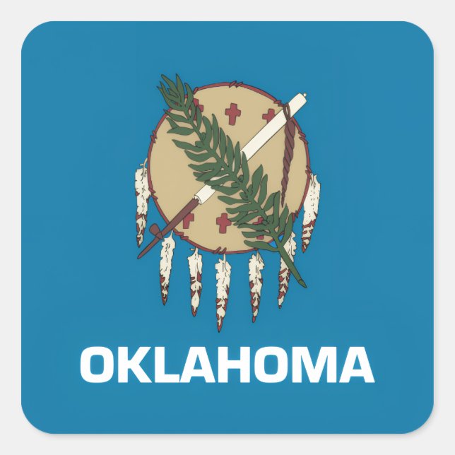 Oklahoma state flag square sticker (Front)