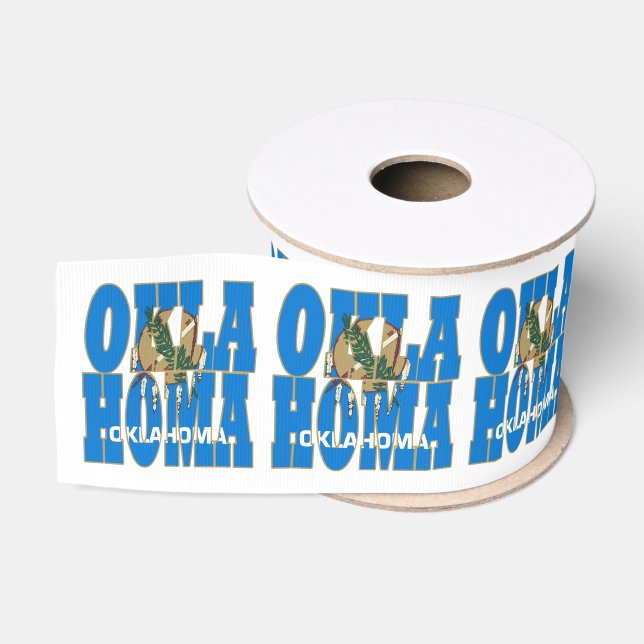 Oklahoma state flag typography design grosgrain ribbon (Spool)