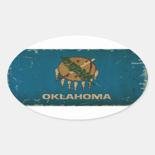 Oklahoma State Flag VINTAGE.png Oval Sticker