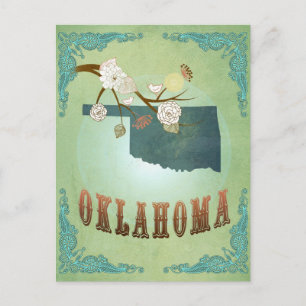 Oklahoma State Map – Green Postcard