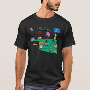Oklahoma state map major cities Tourist Destinatio T-Shirt