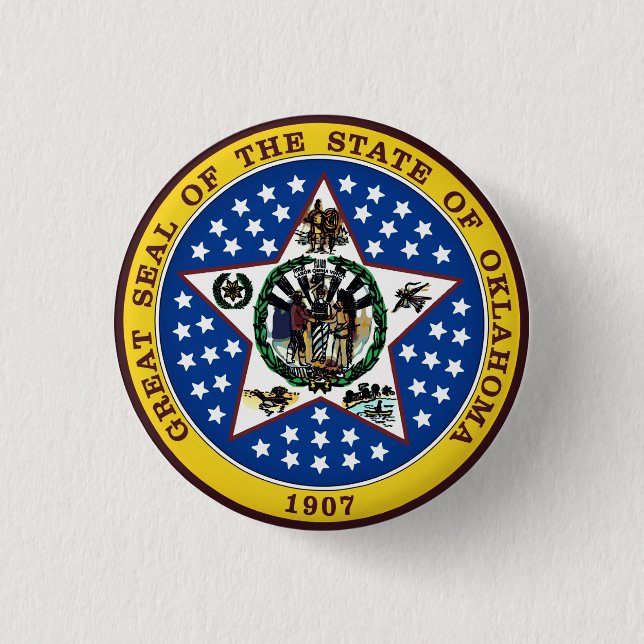 Oklahoma State Seal 1 Inch Round Button (Front)