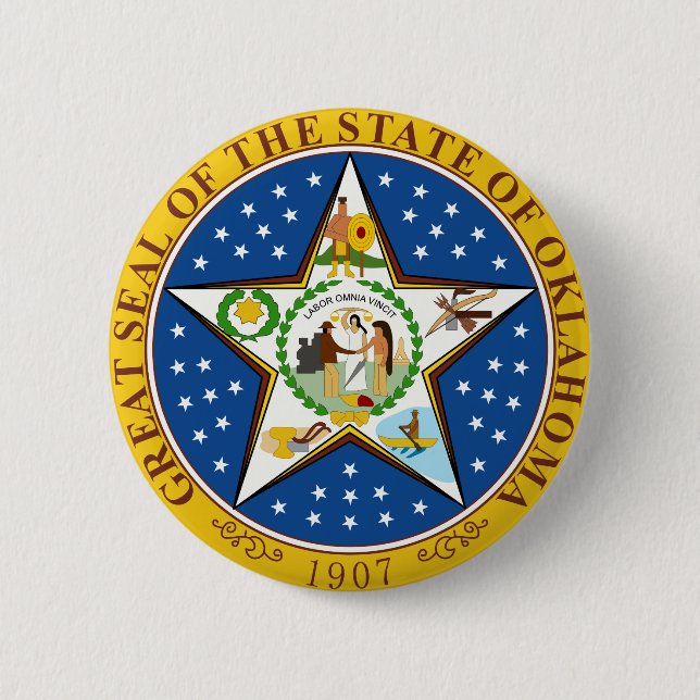 Oklahoma State Seal 2 Inch Round Button (Front)