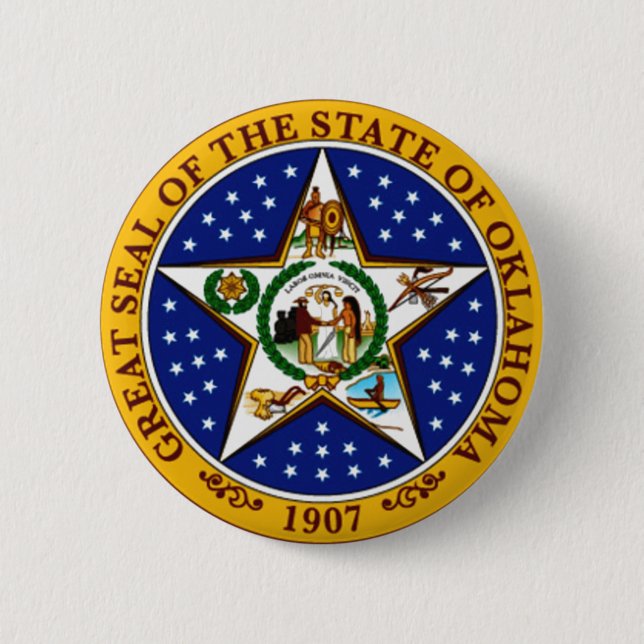 Oklahoma State Seal 2 Inch Round Button (Front)