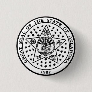 Oklahoma State Seal (black and white) 1 Inch Round Button