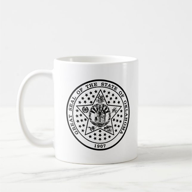 Oklahoma State Seal (black and white) Coffee Mug (Left)