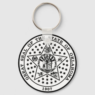 Oklahoma State Seal (black and white) Keychain