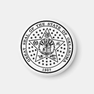 Oklahoma State Seal (black and white) Magnet
