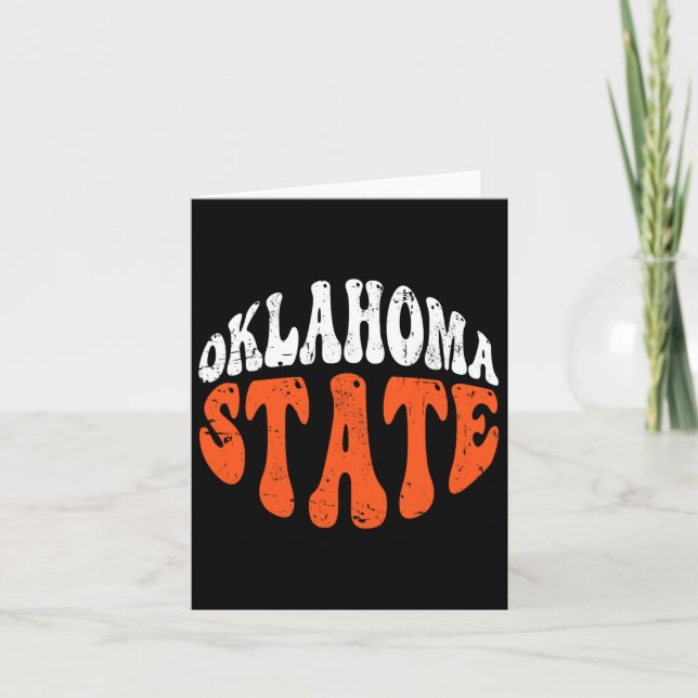 Oklahoma State Tee.retro Vintage Distressed Design Card (Front)