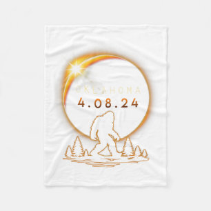 Oklahoma Total Solar Eclipse 2024 Bigfoot Solar Ec Fleece Blanket