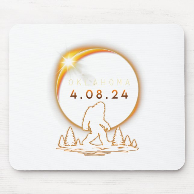 Oklahoma Total Solar Eclipse 2024 Bigfoot Solar Ec Mouse Pad (Front)