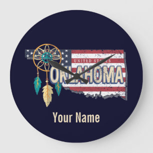 Oklahoma United States Retro Map Vintage USA Large Clock