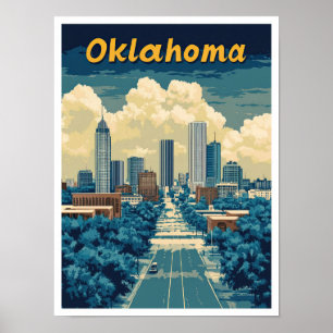 Oklahoma United States Vintage Travel Illustration Poster