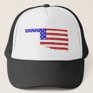 Oklahoma USA flag silhouette state map Trucker Hat