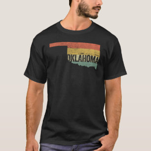 Oklahoma Vintage Retro Sunset Distressed State Map T-Shirt