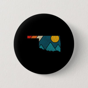 Oklahoma Vintage State Map Mountains Hiking Pride 2 Inch Round Button