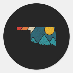 Oklahoma Vintage State Map Mountains Hiking Pride  Classic Round Sticker