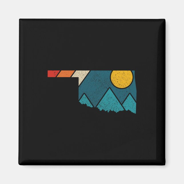 Oklahoma Vintage State Map Mountains Hiking Pride  Magnet (Front)