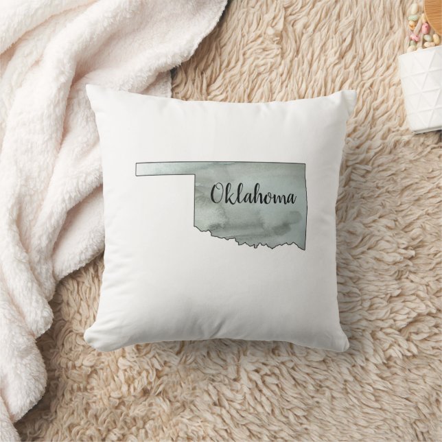 Oklahoma Watercolor Painting Throw Pillow (Blanket)