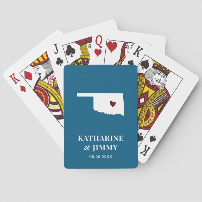 Oklahoma Wedding Favour Deck of Cards, State Map Playing Cards (Back)