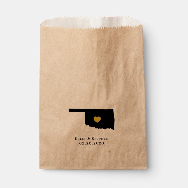 Oklahoma Wedding Favour Treat Sacks, Gift Bags (Front)