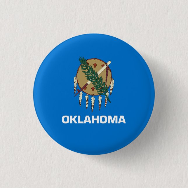 Oklahoman Flag, Flag of Oklahoma 1 Inch Round Button (Front)