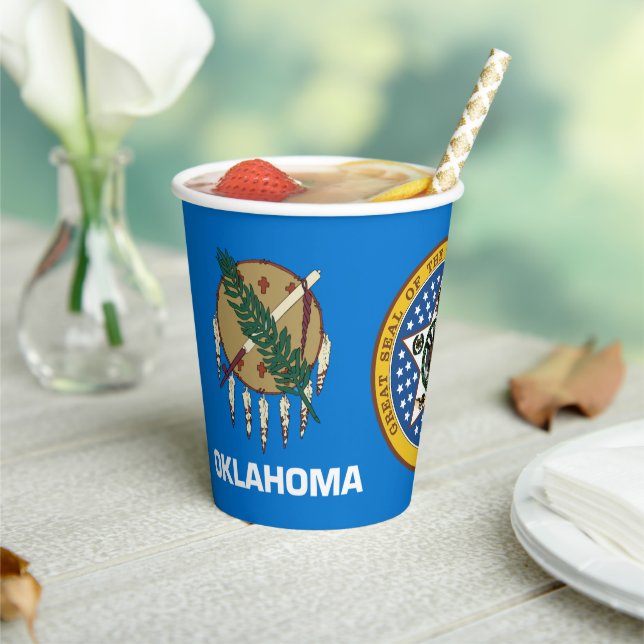 Oklahoman Flag & Seal, Flag of Oklahoma Paper Cups (Insitu)