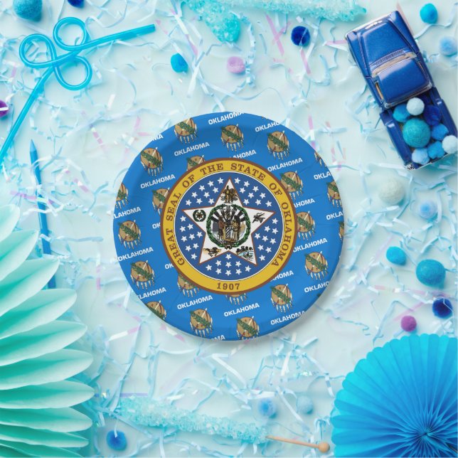 Oklahoman Flag & Seal, Oklahoma Paper Plate (Party)