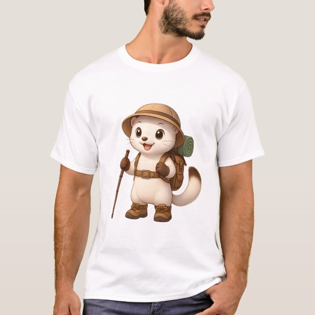 Okojo Adventure T-Shirt – Kawaii Japanese Stoat (Front)