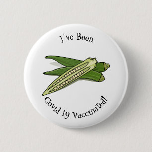 Okra cartoon illustration 2 inch round button