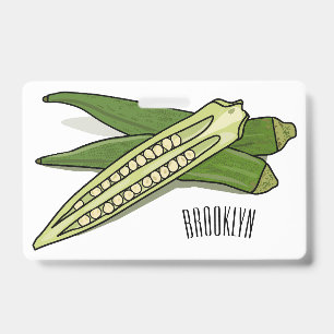 Okra cartoon illustration badge