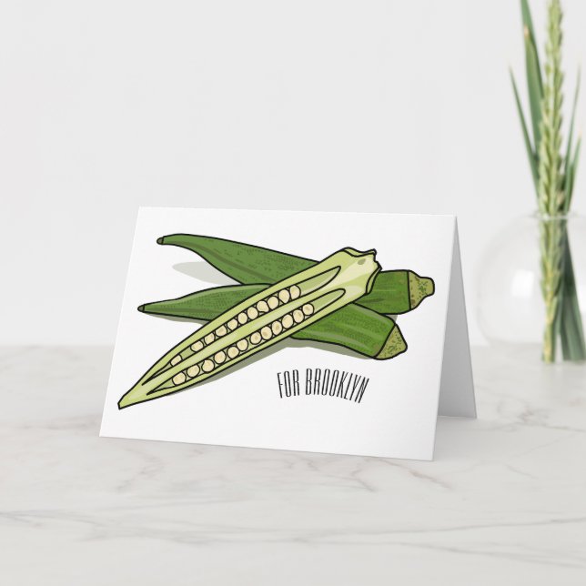 Okra cartoon illustration card (Front)