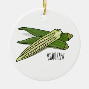 Okra cartoon illustration ceramic ornament