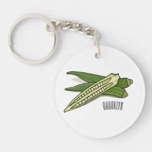 Okra cartoon illustration keychain