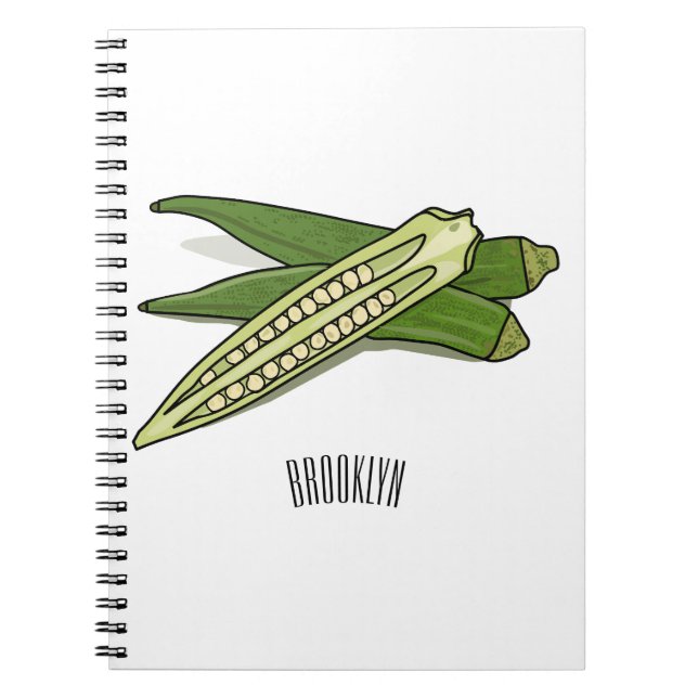 Okra cartoon illustration notebook (Front)