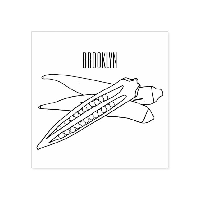 Okra cartoon illustration rubber stamp (Imprint)