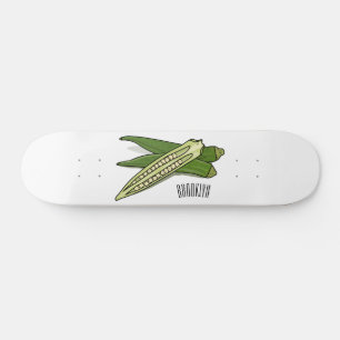 Okra cartoon illustration skateboard